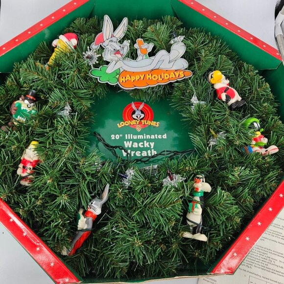 Looney Tunes Holiday Wreath Light Up Illuminated Wacky Warner Bros Christmas 20" - Picture 3 of 13